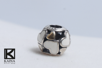 صورة charm 925 من الفضة على شكل قلوب بيضاء